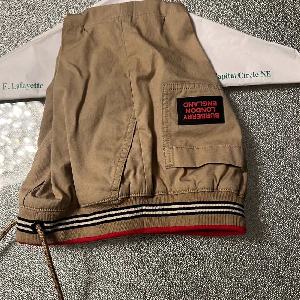 Burberry Tan Shorts with Striped Waistband